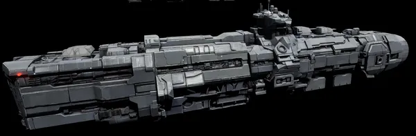 Broadside of the 400-metre hero ship. Alpha prototype art.