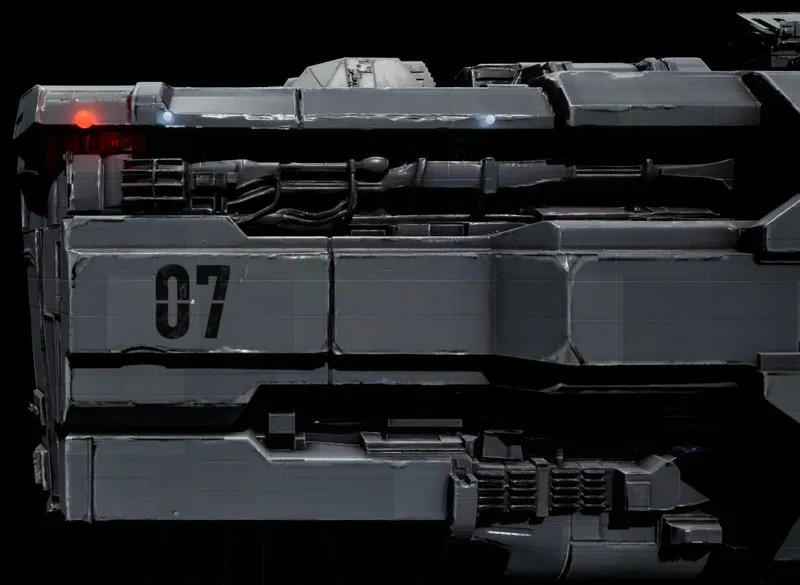 Bow section in the pale fleet livery, hull number 07. Alpha prototype art.
